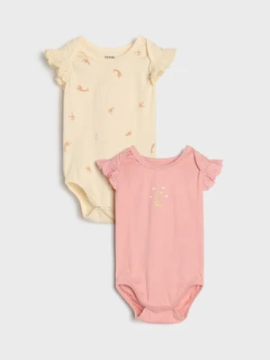 Sinsay - Body z rękawami wykonanymi z haftowanej tkaniny 2 pack - kremowy