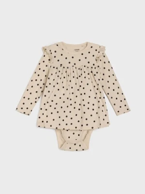 Sinsay - Body z sukienką w groszki - kremowy