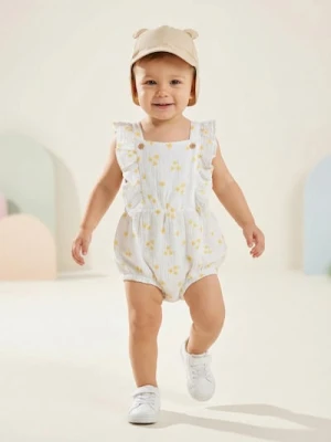 Sinsay - Body ze ściągaczami na nogawkach ze strukturalnej tkaniny w kwiaty - biały