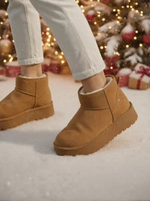 Sinsay - Botki ocieplane z domieszką wełny - brązowy