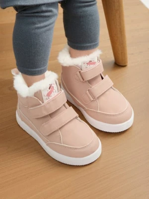 Sinsay - Botki ocieplane z imitacji skóry - różowy