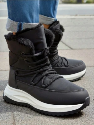 Sinsay - Botki ocieplane ze sztucznym futerkiem - czarny