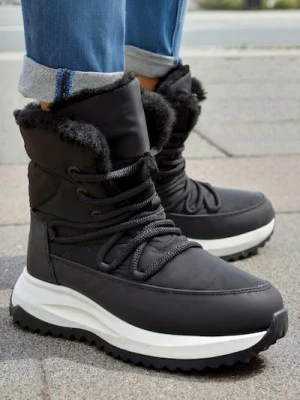 Sinsay - Botki ocieplane ze sztucznym futerkiem - czarny