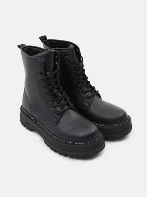 Sinsay - Botki sznurowane - czarny