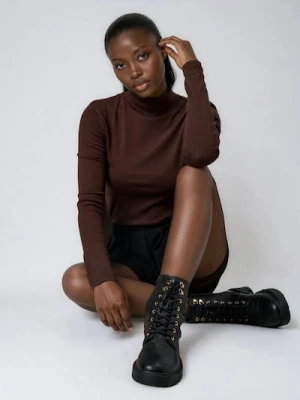 Sinsay - Botki z imitacji skóry - czarny