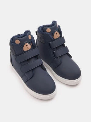 Sinsay - Botki zapinane na rzepy z językiem w kształcie misia - granatowy