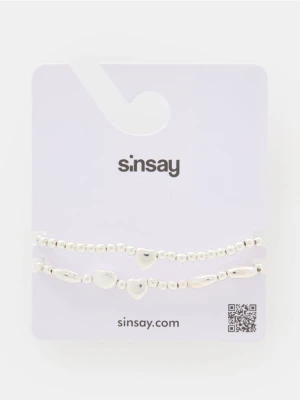 Sinsay - Bransoletka z błyszczącym wykończeniem 2 pack - srebrny