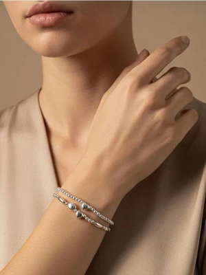 Sinsay - Bransoletka z błyszczącym wykończeniem 2 pack - srebrny