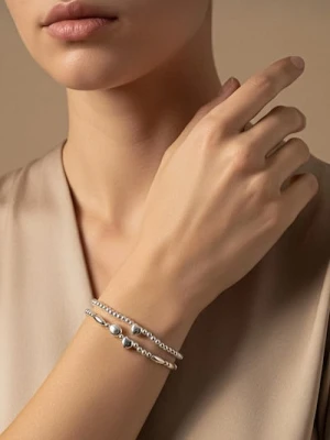 Sinsay - Bransoletka z błyszczącym wykończeniem 2 pack - srebrny