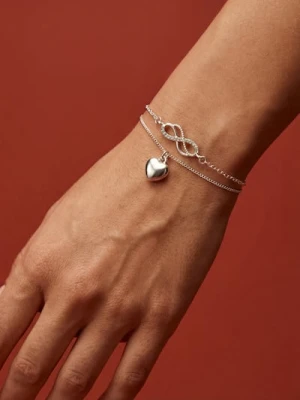 Sinsay - Bransoletka z błyszczącym wykończeniem 2 pack - srebrny