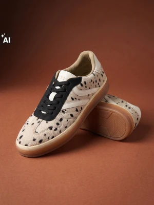 Sinsay - Sneakersy ze skóry ze wzorem zwierzęcym - wielobarwny