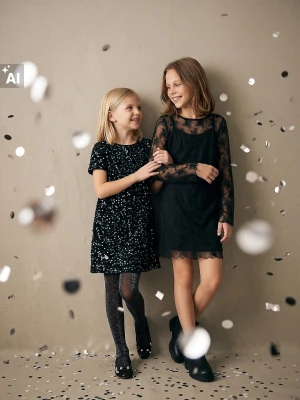 Sinsay - Cekinowa sukienka mini - czarny