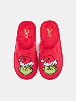Sinsay - Ciepłe kapcie z motywem świątecznym Grinch - czerwony