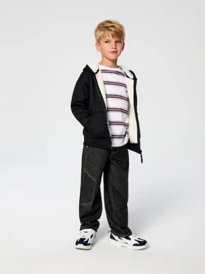 Sinsay - Cieplejsza bluza z kapturem z ozdobną naszywką - czarny