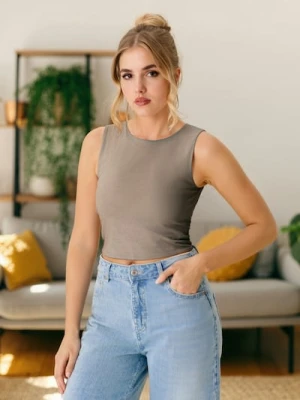 Sinsay - Crop top - beżowy