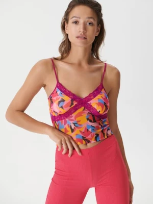 Sinsay - Crop top w kwiaty - wielobarwny