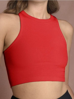 Sinsay - Crop top w prążki - czerwony