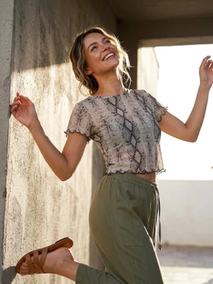 Zdjęcie produktu Sinsay - Crop top w wężowy wzór - wielobarwny