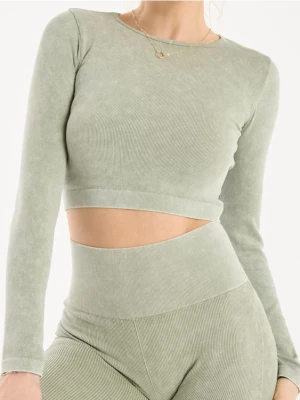 Zdjęcie produktu Sinsay - Crop top z długim rękawem - zielony