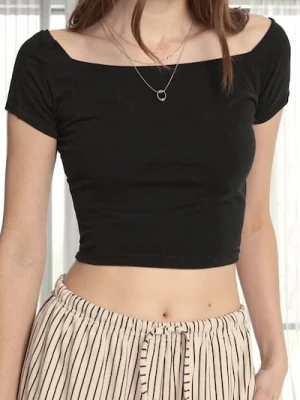 Zdjęcie produktu Sinsay - Crop top z krótkim rękawem - czarny