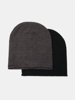 Sinsay - Czapka beanie basic z wiskozą 2 pack - szary