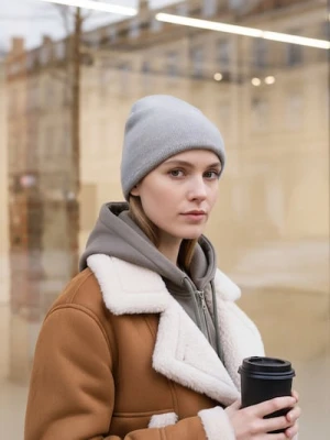 Zdjęcie produktu Sinsay - Czapka beanie z domieszką wełny - szary