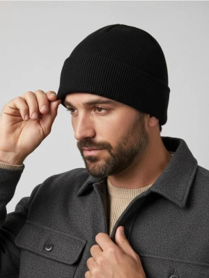 Sinsay - Czapka beanie z domieszką wiskozy - czarny