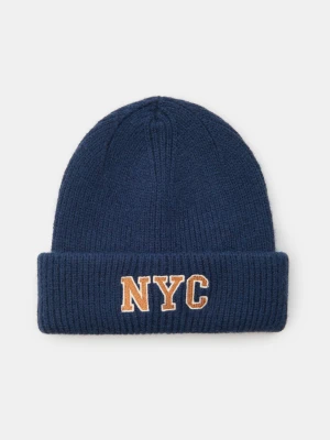 Sinsay - Czapka beanie z haftem NYC - granatowy