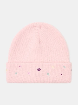 Sinsay - Czapka beanie z haftowanymi kwiatami - różowy