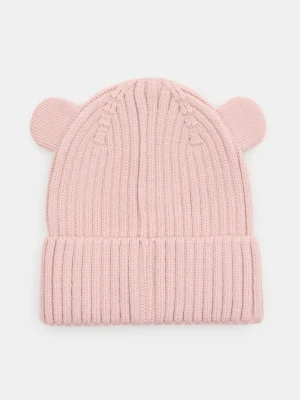 Sinsay - Czapka typu beanie z domieszką wiskozy z uszkami - różowy