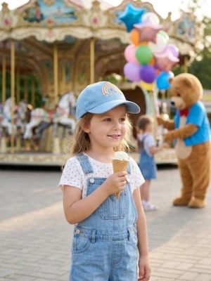 Sinsay - Czapka z daszkiem z haftem w kształcie tęczy - niebieski