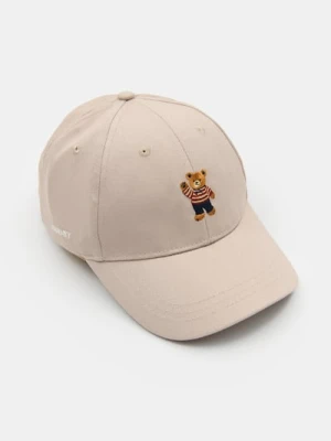 Sinsay - Czapka z daszkiem z haftowanym misiem - beżowy