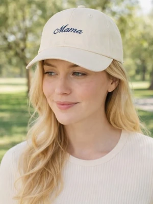 Sinsay - Czapka z daszkiem z haftowanym napisem - beżowy