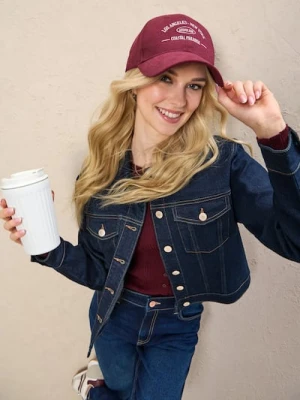 Sinsay - Czapka z daszkiem z haftowanym napisem - bordowy