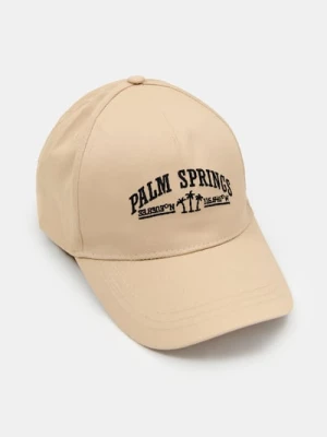 Sinsay - Czapka z daszkiem z haftowanym napisem Palm Springs - kremowy