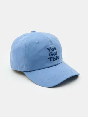 Sinsay - Czapka z daszkiem z haftowanym napisem You Got This - błękitny