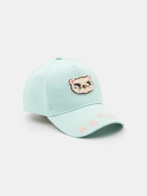 Sinsay - Czapka z daszkiem z naszywką kota - niebieski