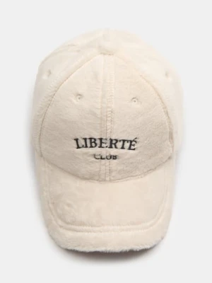 Sinsay - Czapka z daszkiem ze sztucznym futerkiem - kremowy