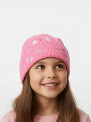 Sinsay - Czapka z elementami 3D i ozdobnym haftem - różowy