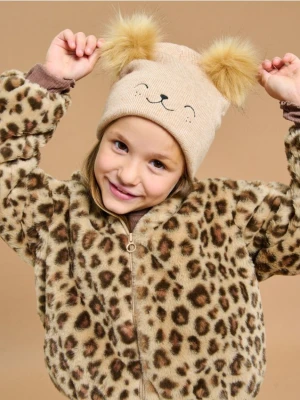 Sinsay - Czapka z futrzanymi pomponami - beżowy