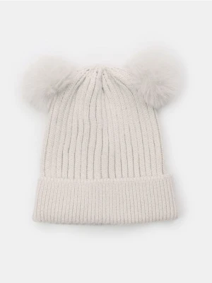 Sinsay - Czapka z pomponami - kremowy
