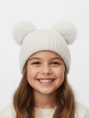 Sinsay - Czapka z pomponami - kremowy