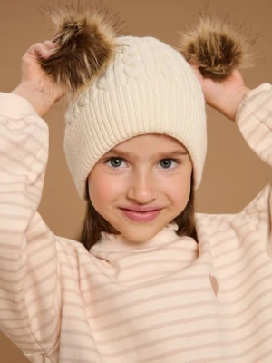 Sinsay - Czapka z pomponami - kremowy