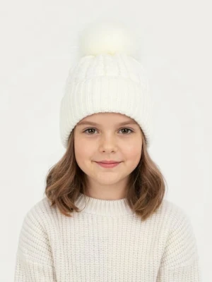Sinsay - Czapka z pomponem i dekoracyjnym splotem - kremowy