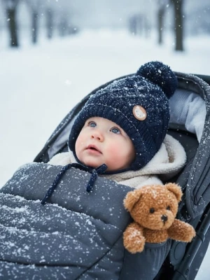 Sinsay - Czapka z pomponem i naszywką misia - granatowy