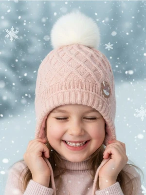 Sinsay - Czapka z pomponem i ozdobną naszywką - różowy