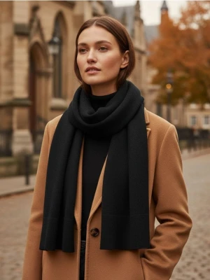 Sinsay - Czarny szalik basic - czarny