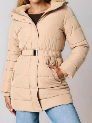 Sinsay - Długa kurtka puffer z kapturem - brązowy