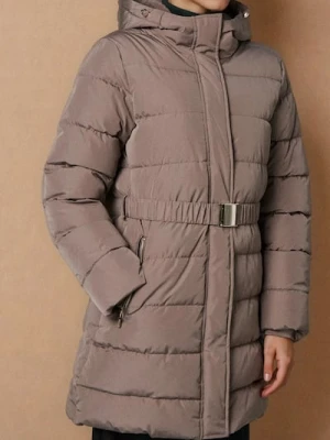 Sinsay - Długa kurtka puffer z kapturem - fioletowy