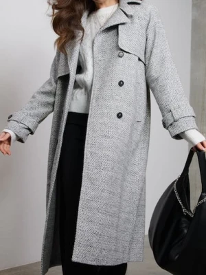 Sinsay - Długi płaszcz - szary